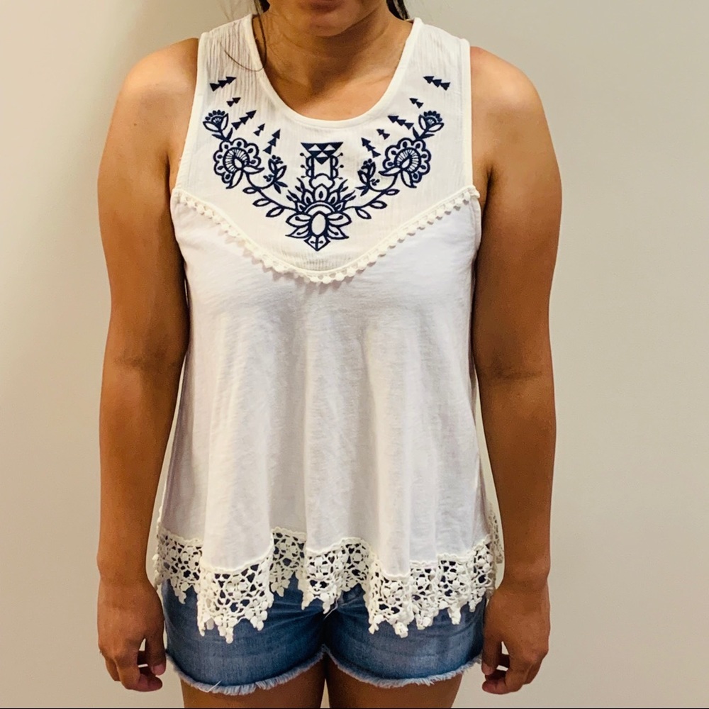 Taylor & Sage Embroidered Lace Tank Top